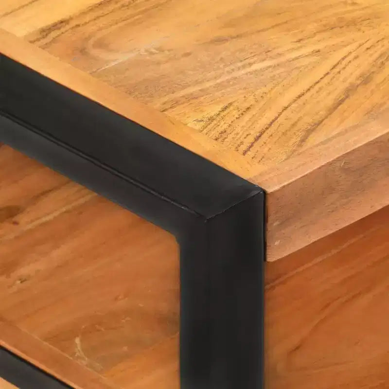 Table basse XL en bois massif recyclé et fer thermolaqué