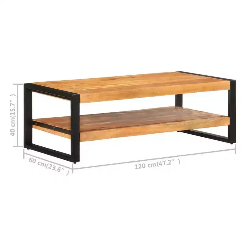 Table basse XL en bois massif recyclé et fer thermolaqué
