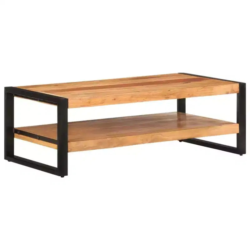 Table basse XL en bois massif recyclé et fer thermolaqué