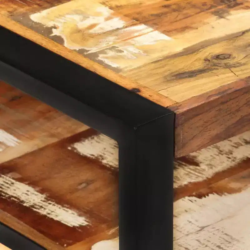 Table basse XL en bois massif recyclé et fer thermolaqué