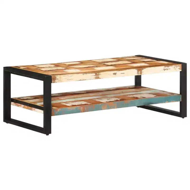 Table basse XL en bois massif recyclé et fer thermolaqué