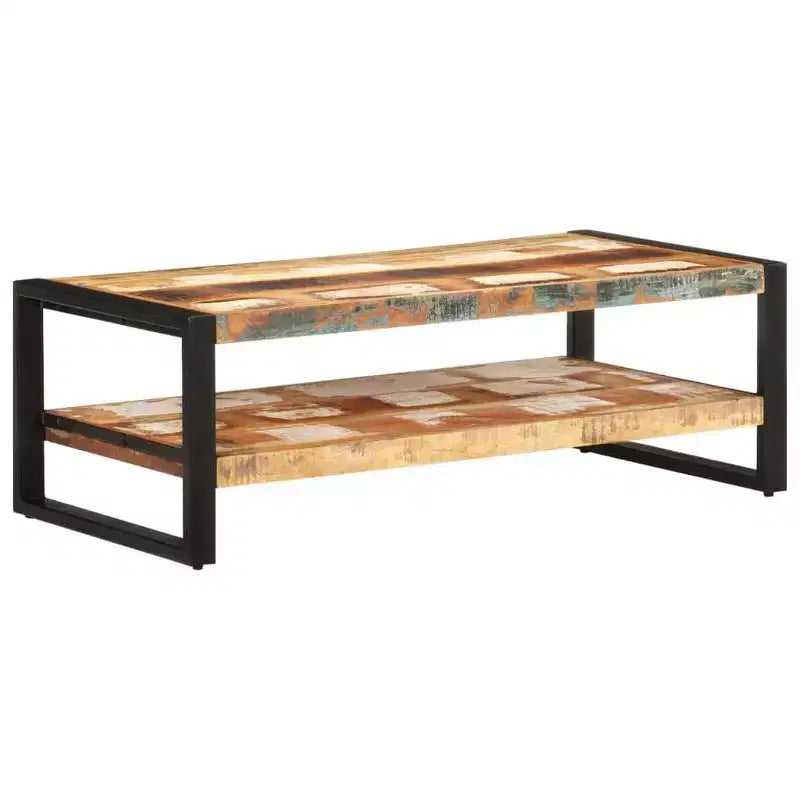 Table basse XL en bois massif recyclé et fer thermolaqué