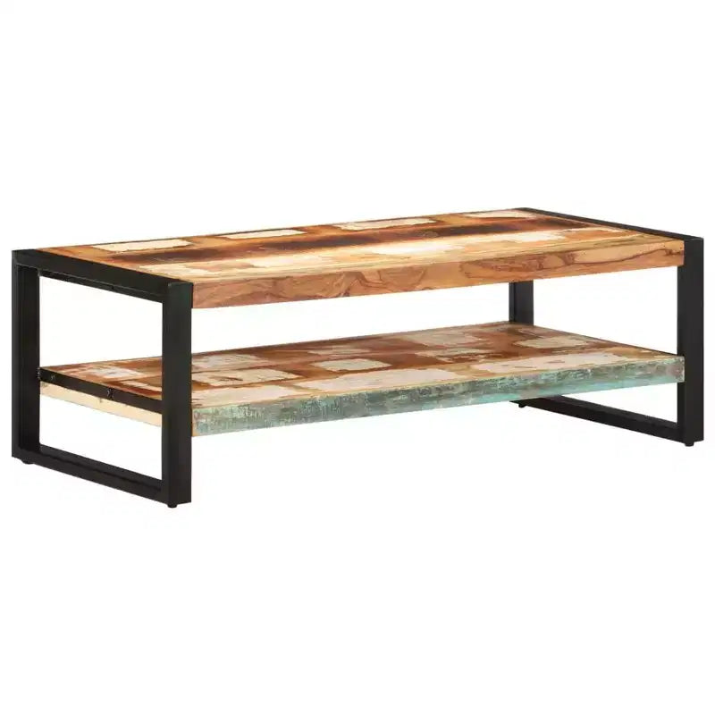 Table basse XL en bois massif recyclé et fer thermolaqué