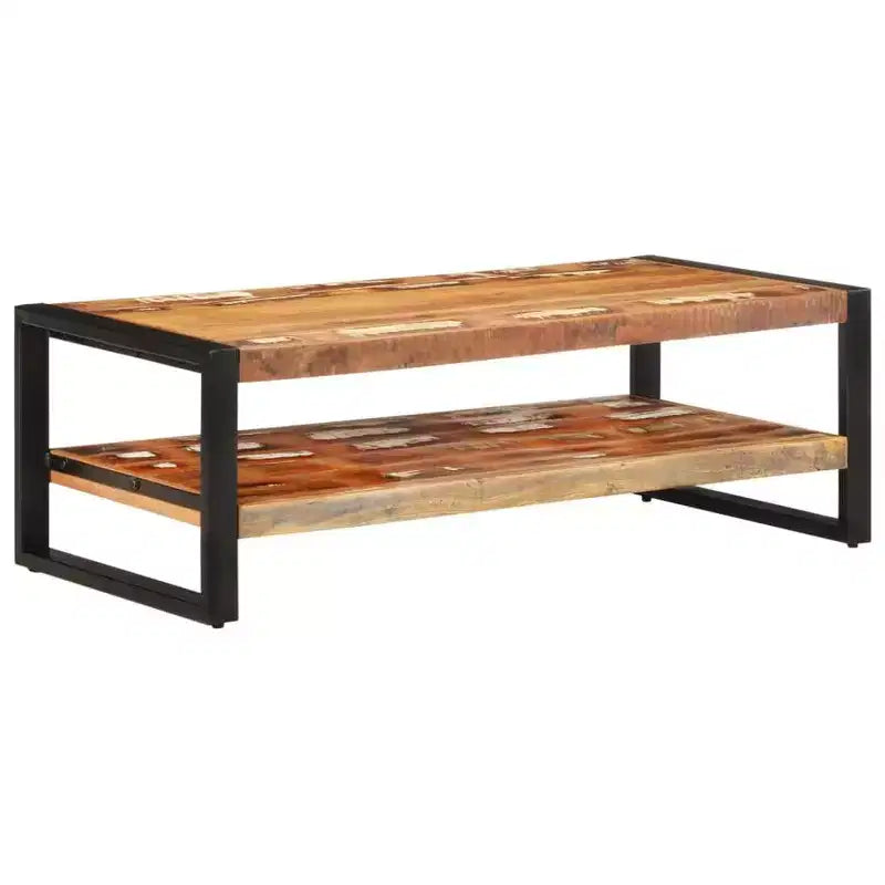 Table basse XL en bois massif recyclé et fer thermolaqué
