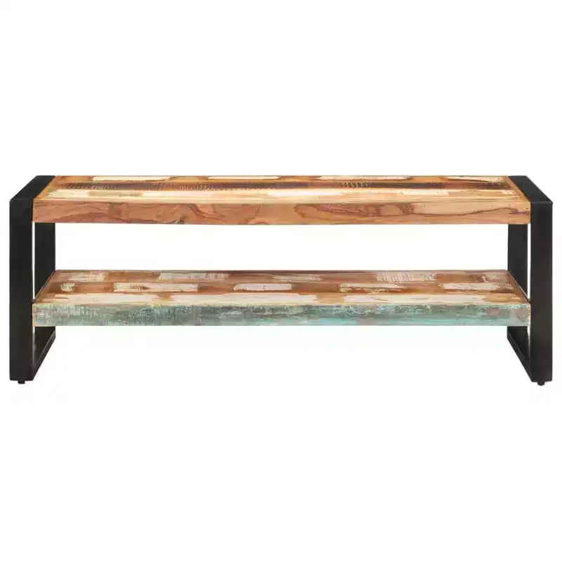 Table basse XL en bois massif recyclé et fer thermolaqué