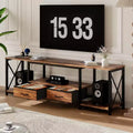 TV Stand with Fabric Drawers & Power Outlets, TV Console Entertainment Center with Open Shelves for 75/70/65 Inch TV,Suitable for Living Room,Bedroom