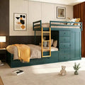 Luxystar Full Over Full Modern Bunk Bed With Built In Closet And 7 Storage Drawers