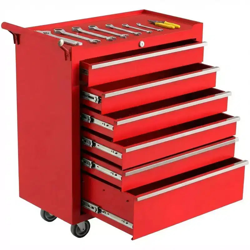 6-Drawer Tool Chest, Rolling Tool Box with Wheels and Lock System, Portable Storage Rolling Tool Chest for Warehouse, Workshop & Repair Shop