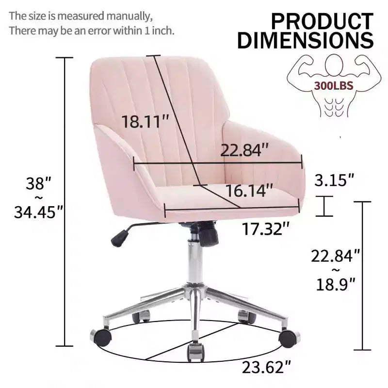 Chaise de bureau réglable, chambre à coucher, chaise pivotante ergonomique, dossier et assise, confortable pour les longues heures assises