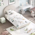 Modern Kids Bed Frame with Arch Boucle Upholstered HeadboardSturdy Wooden Slats, Noise-Free, No Box Seasonal Needed, Easy AssemblyTwin
