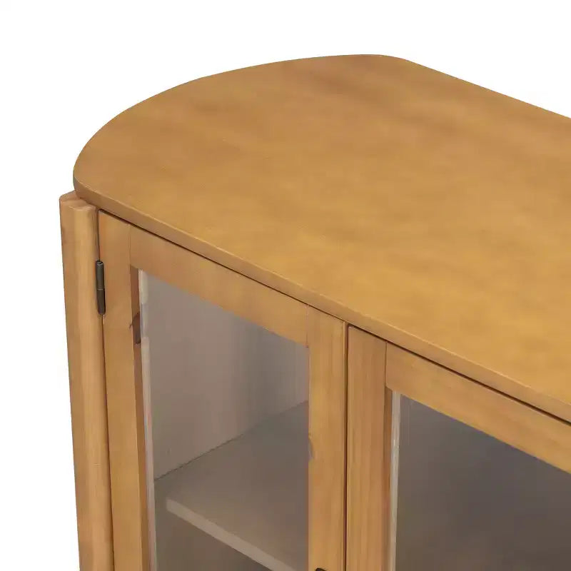 Meuble de rangement moderne du milieu du siècle de 58 po avec 4 portes vitrées et étagères réglables