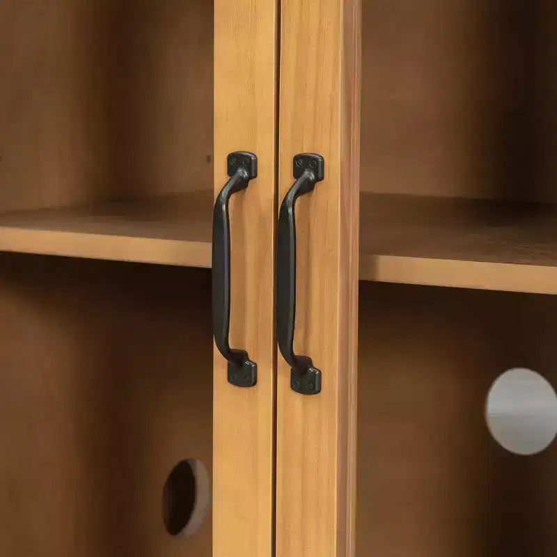 Meuble de rangement moderne du milieu du siècle de 58 po avec 4 portes vitrées et étagères réglables