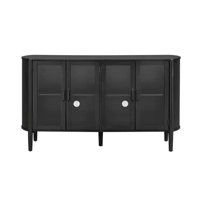 Meuble de rangement moderne du milieu du siècle de 58 po avec 4 portes vitrées et étagères réglables