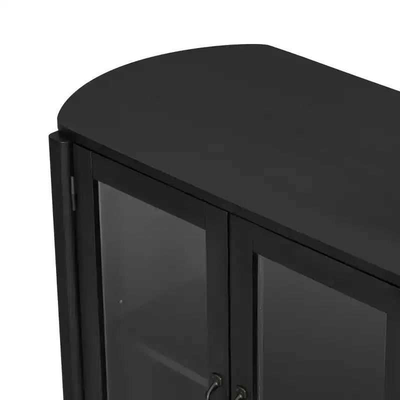 Meuble de rangement moderne du milieu du siècle de 58 po avec 4 portes vitrées et étagères réglables