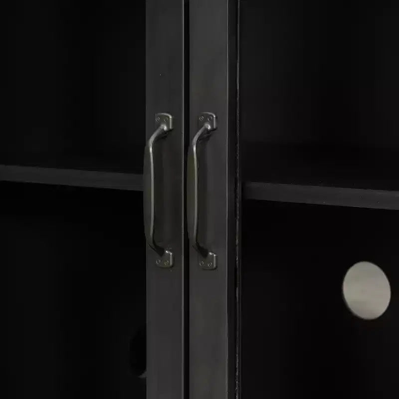 Meuble de rangement moderne du milieu du siècle de 58 po avec 4 portes vitrées et étagères réglables