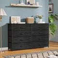 Wide Fabric Dresser for Bedroom 8 Drawer Storage Chest 55 Inch TV Stand Entertainment Center Wood Top Organizer Unit Living Room Hallway Furniture