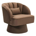 Modern bucket chair  360 swivel armchair with curved striped backrest and wide, upholstered seat, suitable for living rooms, bedrooms.