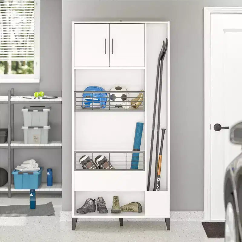 GDFStudio Orion Wood Sports Storage Cabinet for Garage and Home Organization