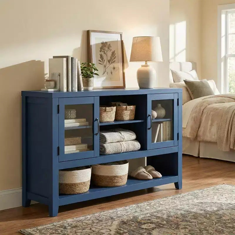 53'' Storage Sideboard Buffet Cabinet,Coffee Bar Cabinet with 3 Shelves & 2 Glass Doors, Modern Mid Century Design for Living Room, Kitchen, Entryway