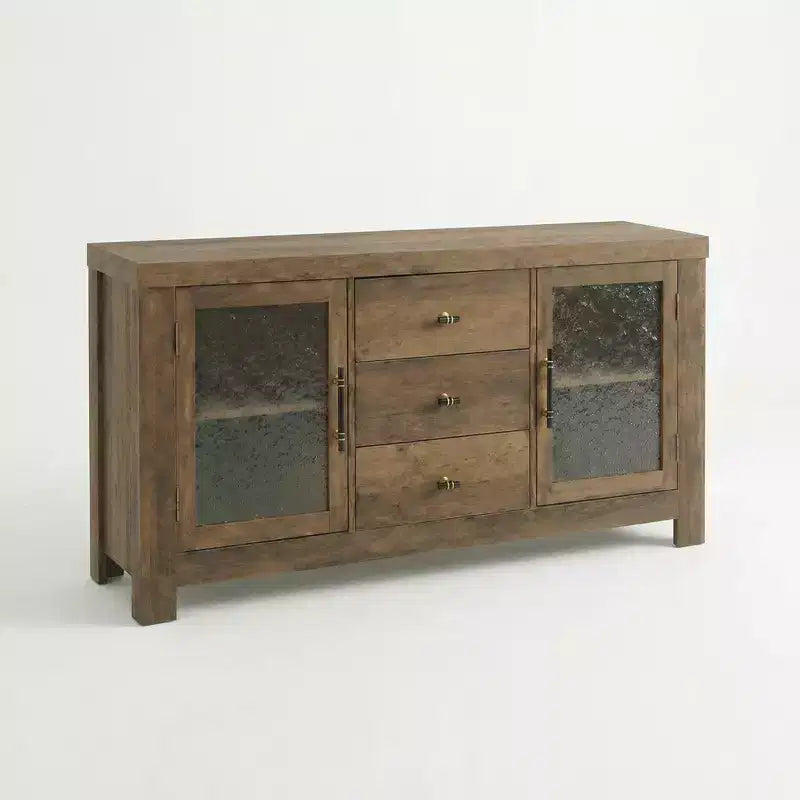 Bahut de salle à manger, meuble de bar à café avec 2 portes vitrées, 3 tiroirs, meuble de rangement d'appoint pour salon, cuisine, salle à manger, entrée