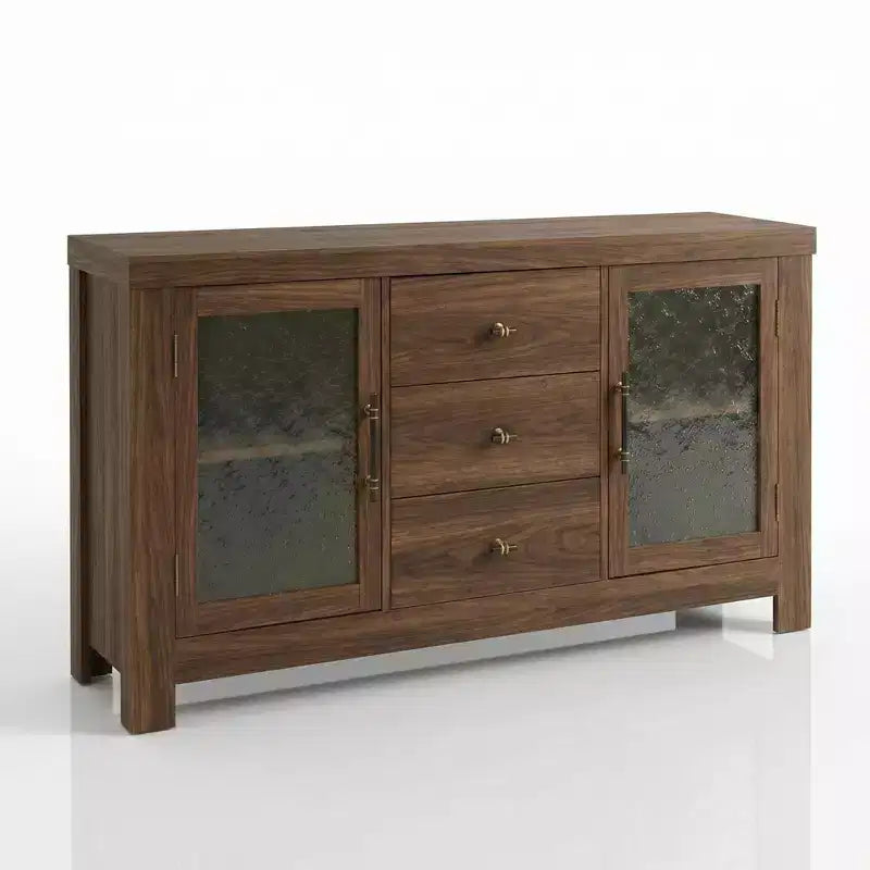 Bahut de salle à manger, meuble de bar à café avec 2 portes vitrées, 3 tiroirs, meuble de rangement d'appoint pour salon, cuisine, salle à manger, entrée