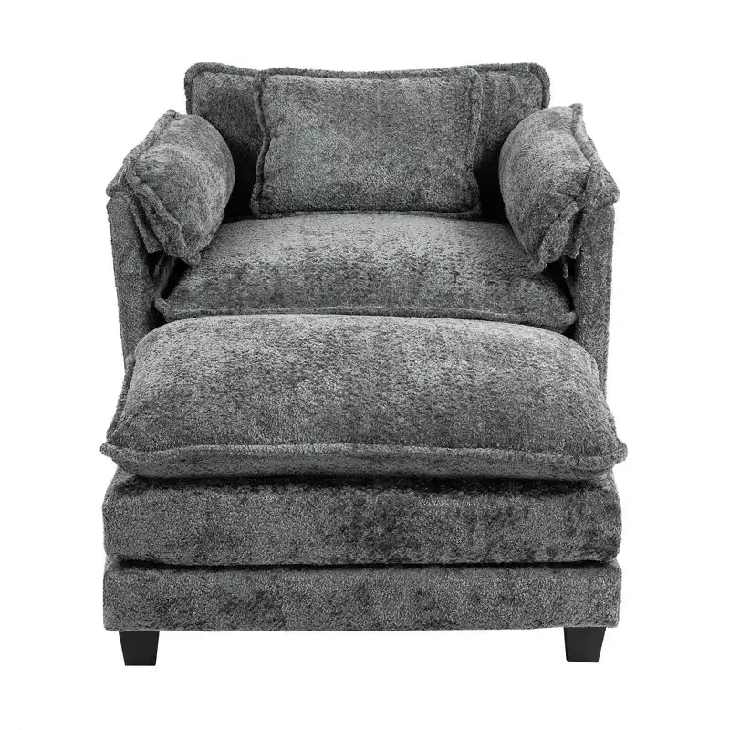 Canapé surdimensionné  en tissu bouclette avec ottoman