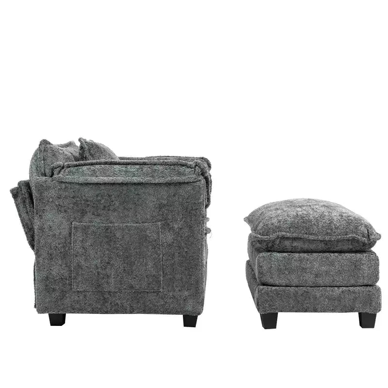 Canapé surdimensionné  en tissu bouclette avec ottoman