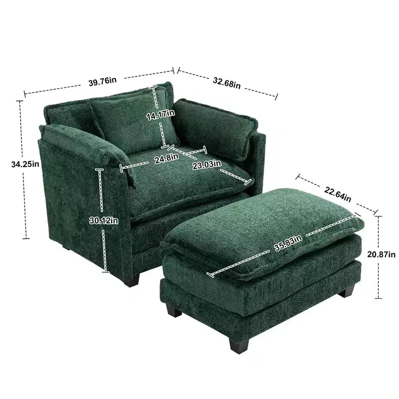 Canapé surdimensionné  en tissu bouclette avec ottoman
