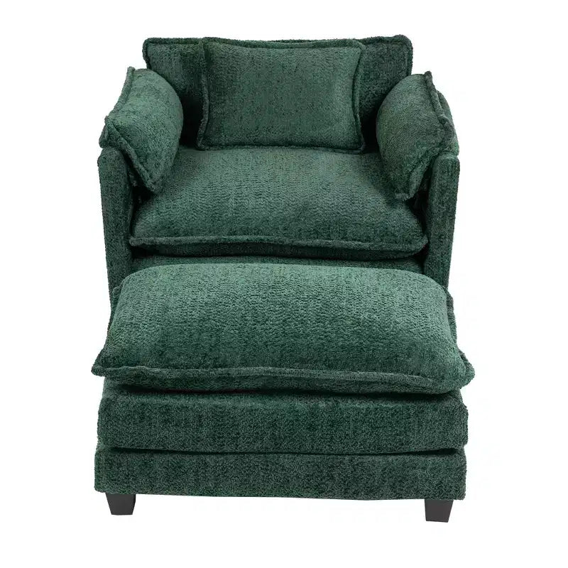 Canapé surdimensionné  en tissu bouclette avec ottoman
