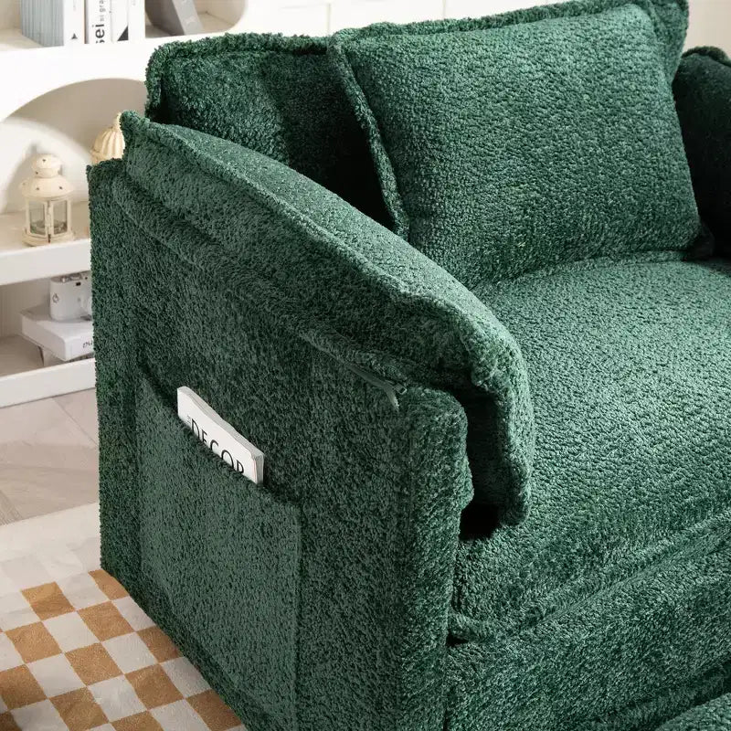 Canapé surdimensionné  en tissu bouclette avec ottoman
