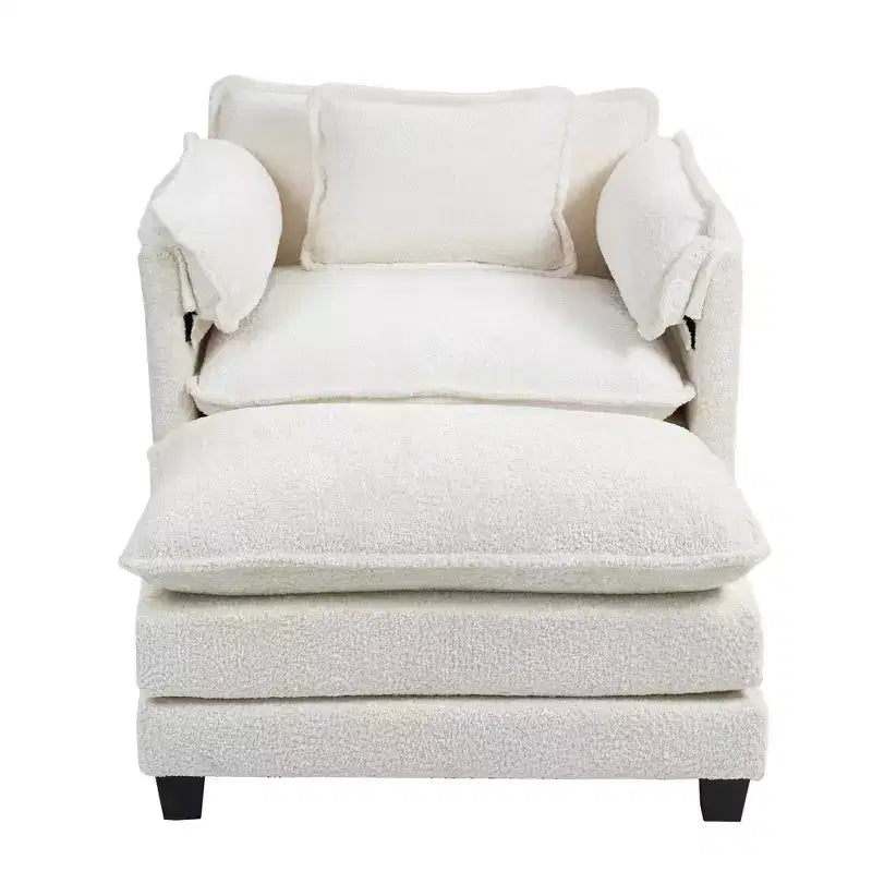 Canapé surdimensionné  en tissu bouclette avec ottoman