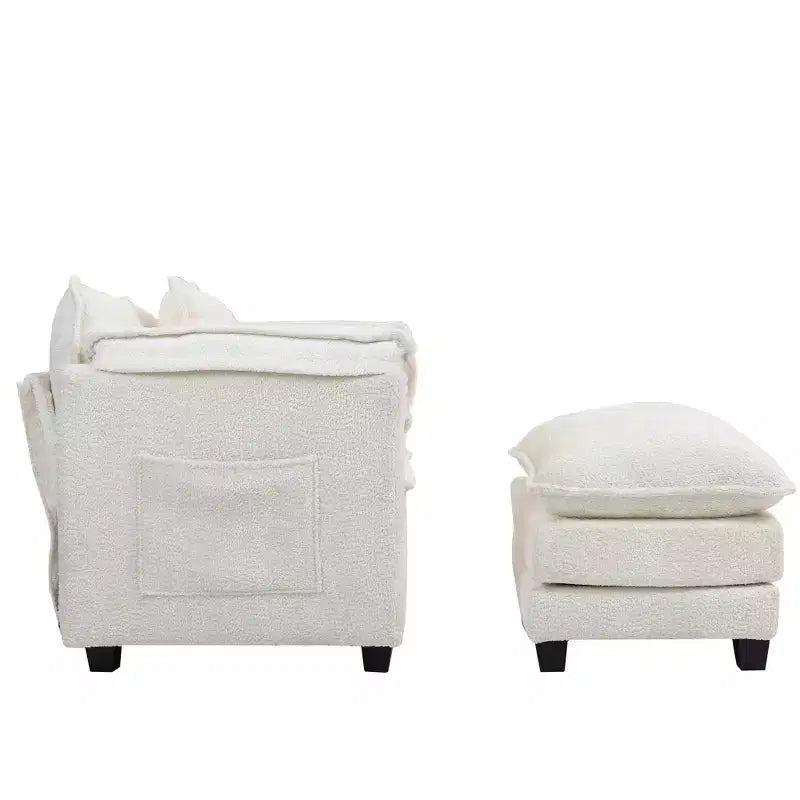 Canapé surdimensionné  en tissu bouclette avec ottoman