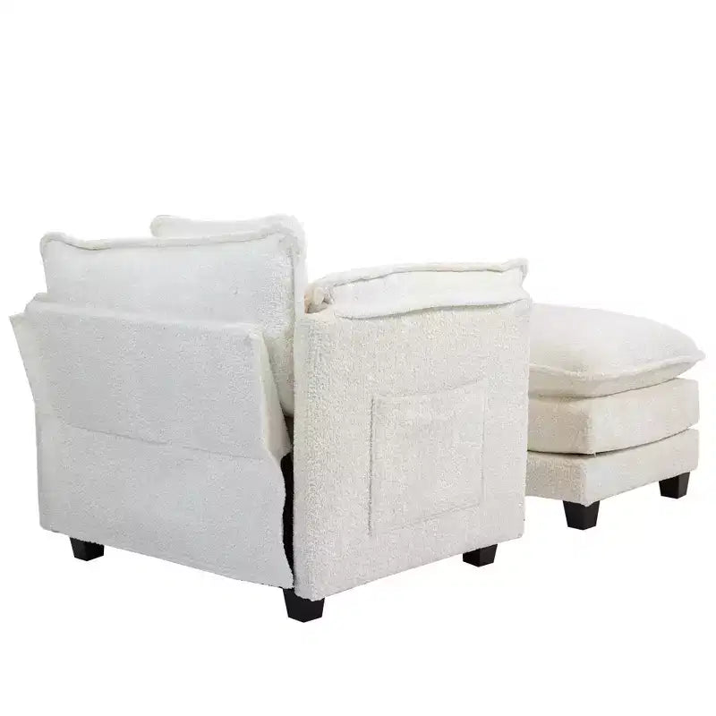 Canapé surdimensionné  en tissu bouclette avec ottoman