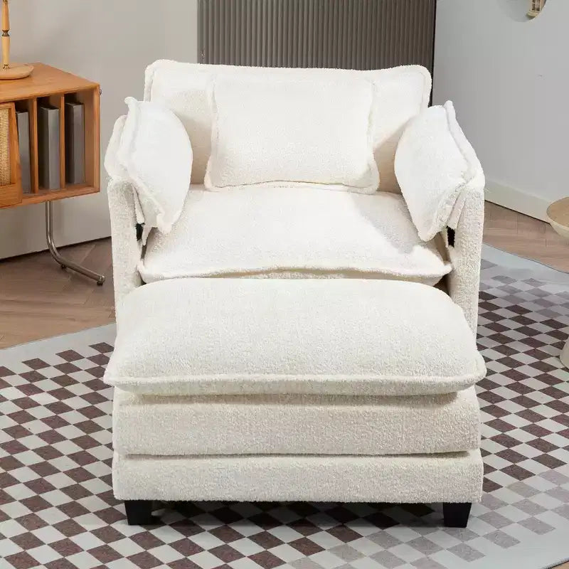 GDFStudio Dorine Modern Boucle Upholstered Oversized Sofa with Ottoman