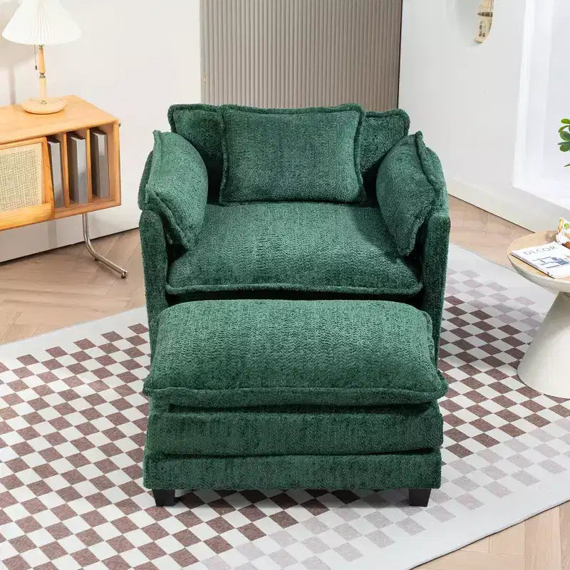 Canapé surdimensionné  en tissu bouclette avec ottoman
