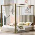 Queen/King Size Upholstered Canopy Platform Bed with Headboard and Metal Frame - ModernLuxe