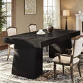 Lantine 55-Inch Black Farmhouse Rectangular Dining Table with Double Pedestal for 4-6 People, Wood Furniture for Home Dining Room, Small Space