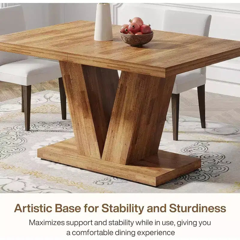 Table à manger rustique en noyer de 47 pouces avec piédestal robuste, 4 places, idéale pour la maison, la salle à manger, les petits espaces.