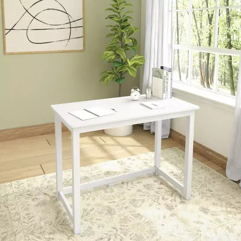 Plank+Beam Solid Wood Writing Desk, Simple Desk for Bedroom, Home Office Study Desk, 39.5