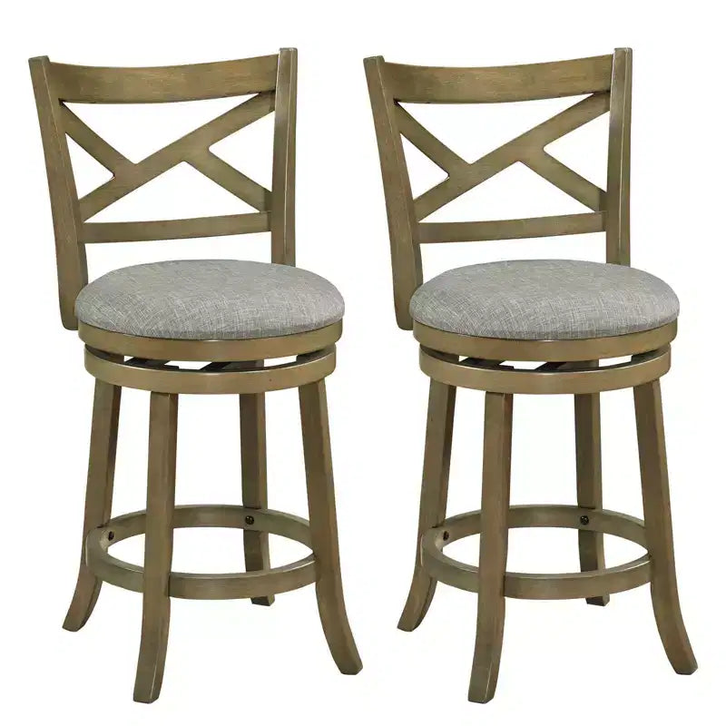 Costway Swivel Bar Stools Set of 2/4, 25 Counter Height Barstools with Backrests for Kitchen